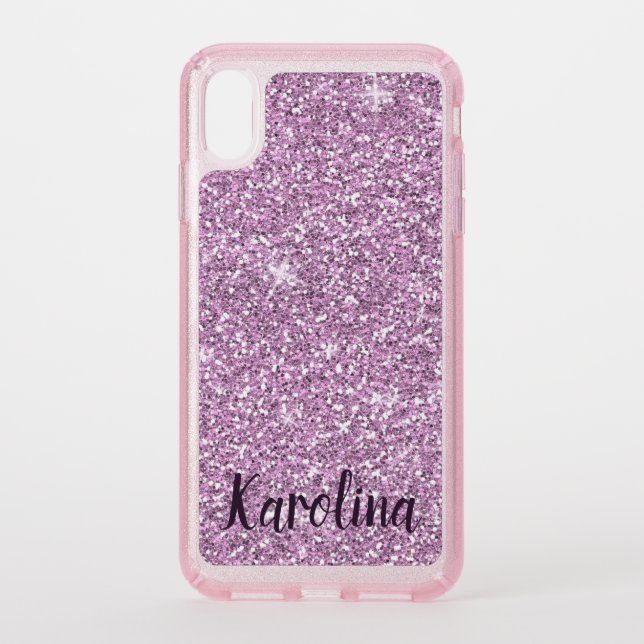 Pink glitter sparkle personalized mobile speck iPhone XS max case (Front)