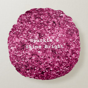 Pink Glitter Sparkle Round Pillow