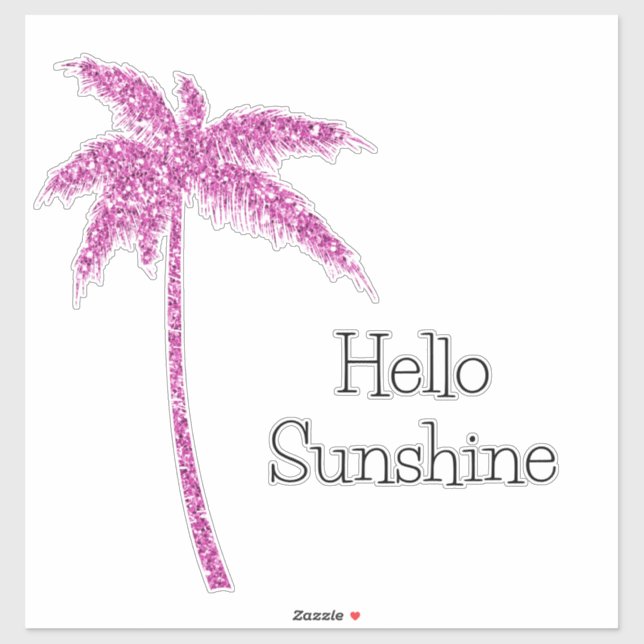 Pink Glitter Sparkle Tropical Palm Tree  Sticker (Sheet)