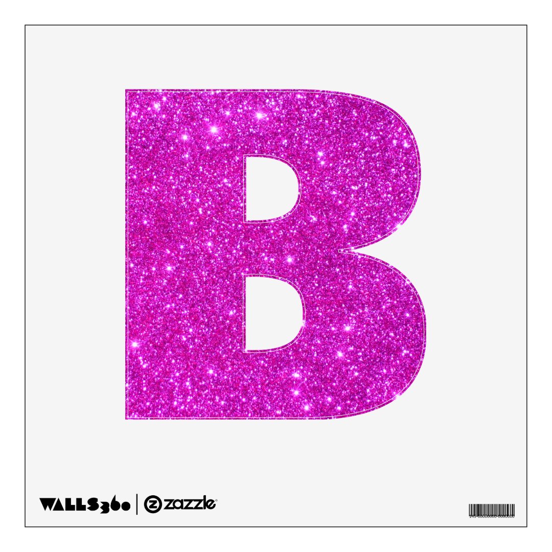Pink Glitter Sparkle Wall Decal Alphabet B | Zazzle