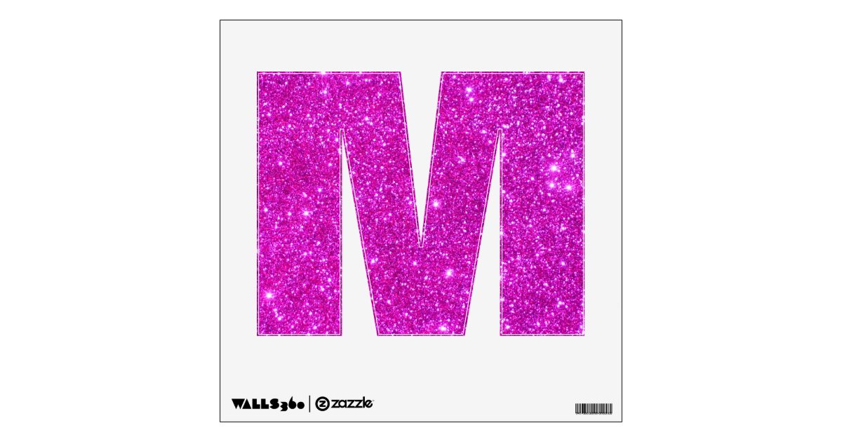 pink glitter sparkle wall decal letter alphabet m zazzlecom