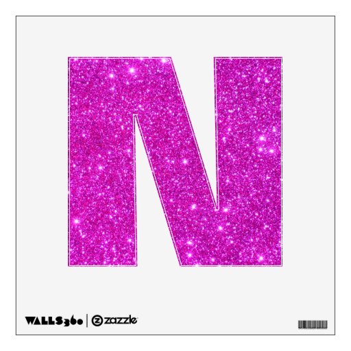 Pink Glitter Sparkle Wall Decal Letter Alphabet N | Zazzle