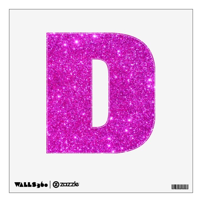 Pink Glitter Sparkle Wall Decal Letter D (Front)