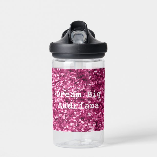 Pink Glitter Sparkle Water Bottle (Front)