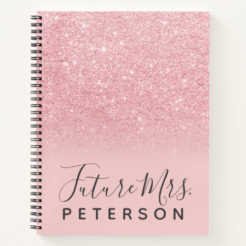 Pink glitter sparkles block future Mrs Notebook