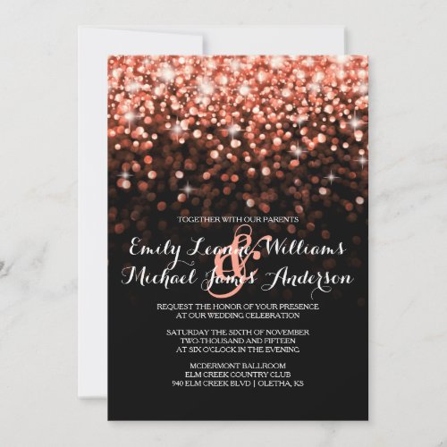 Pink Glitter Sparkles Elegant Wedding Invitation 5" X 7" Invitation Card
