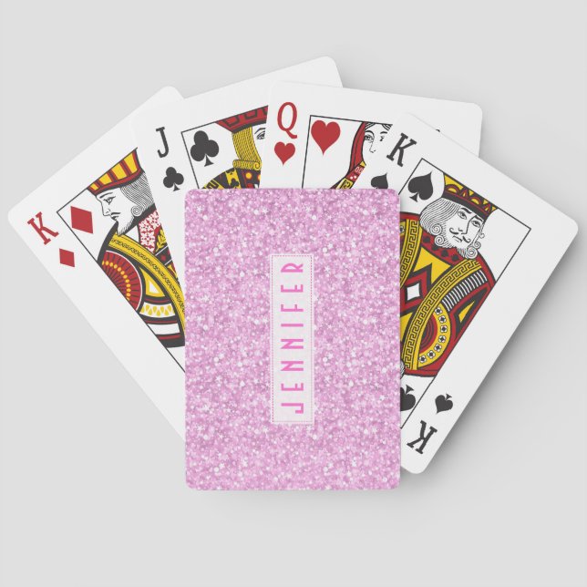 Pink Glitter & Sparkles Pattern Texture Poker Cards (Back)