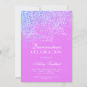 Pink glitter sparkles purple chic Quinceañera Invitation (Front)