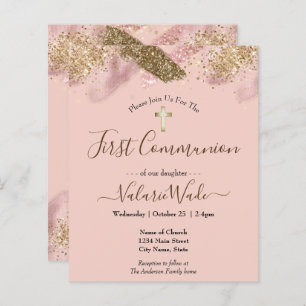 Pink Glitter Splash First Communion Budget