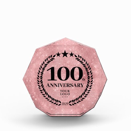  Pink Glitter Style 100 Anniversary Business Logo
