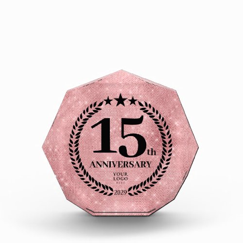  Pink Glitter Style 15th Anniversary Business Logo