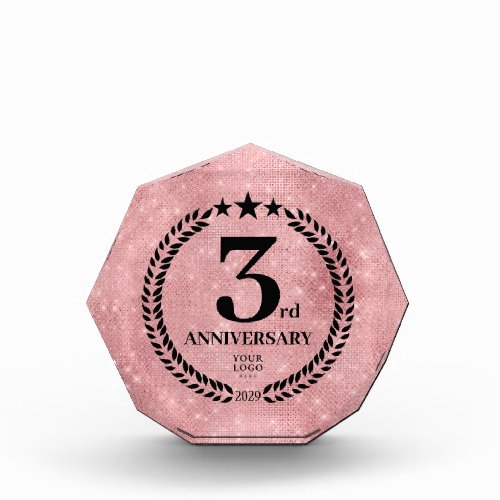  Pink Glitter Style 3rd Anniversary Business Logo