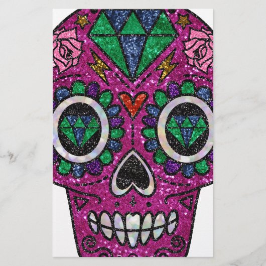 pink glitter sugar skull (Front)