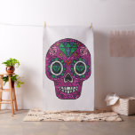 pink glitter sugar skull fabric