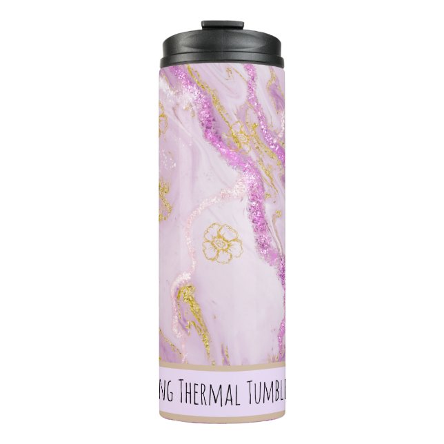 *~* Pink Glitter SWAG Marble QR Thermal Tumbler (Front)