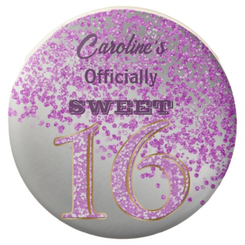 Pink Glitter Sweet 16 Party Monogrammed Chocolate Covered Oreo
