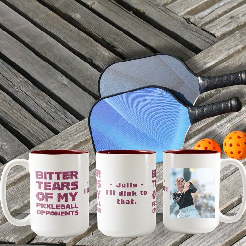 Pink Glitter Tears of My Pickleball Opponents Two_Tone Coffee Mug