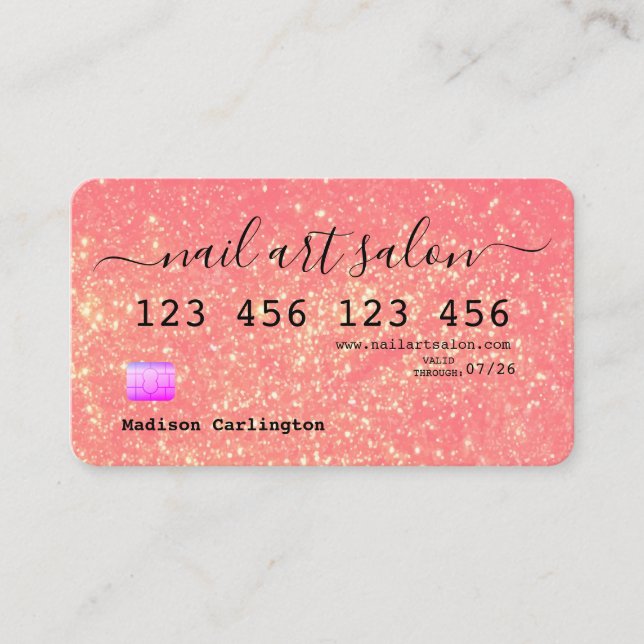 Pink glitter texture credit card style (Front)