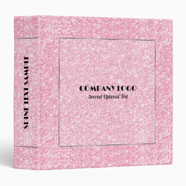 Pink Glitter Texture Print Silver Frame 3 Ring Binder (Front/Spine)
