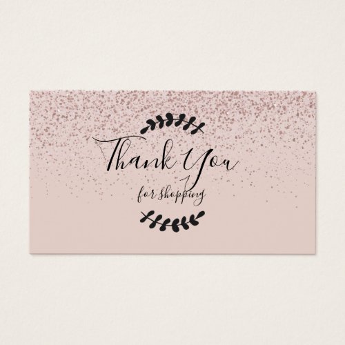 Pink Glitter Thank You For Shopping Discount Card