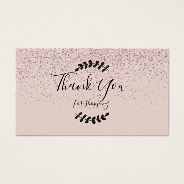 Pink Glitter Thank You For Shopping Discount Card (Front)