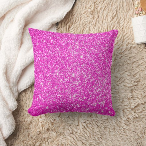 Pink Glitter Throw Pillow Zazzle