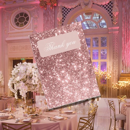 Pink Glitter Tiara Crown Elegant Quinceaera Thank You Card