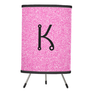 Pink Glitter Trendy Chic Monogram Personalized Tripod Lamp