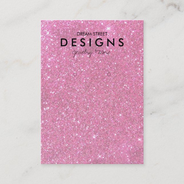 Pink Glitter Trendy Instagram Earring Display Card (Front)