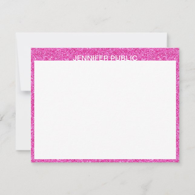 Pink Glitter Trendy Modern Design Elegant Template (Front)