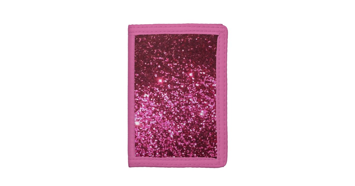 Pink Glitter Tri-Fold Wallet | Zazzle