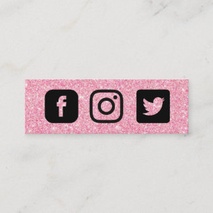 Pink Glitter Twitter Facebook Instagram Mini Business Card
