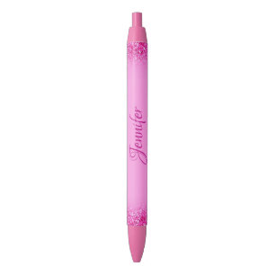Pink Glitter Typography Modern Custom Template Pen