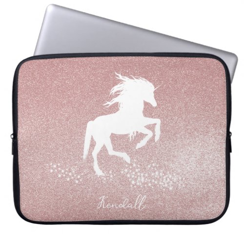 Pink Glitter Unicorn Laptop Sleeve