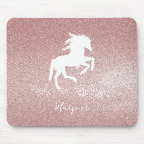 Pink Glitter Unicorn Mouse Pad