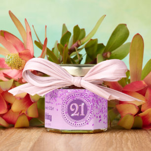 Pink Glitter & Unique number 21 Decoration Honey Jar Favors