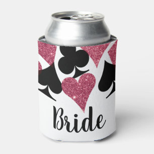 Pink Glitter Vegas Bride Custom Can Cooler