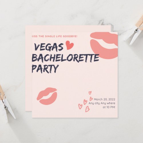 Pink Glitter Vegas Theme Bachelorette Party Invitation