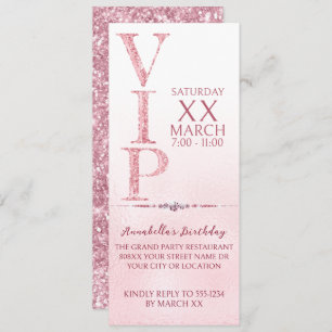 Pink Glitter VIP Ticket Invitation