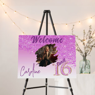 Pink Glitter Welcome Sweet 16th Birthday Foam Board