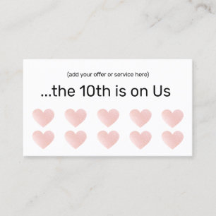 Pink Glitter White 10 Punch Salon Customer Loyalty Card