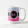 Pink Glitter White Chevrons Monogrammed Coffee Mug