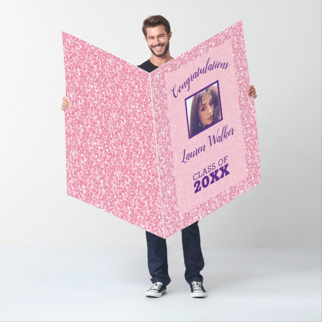 Pink Glitter & White Sparks Graduation Card (In Situ)