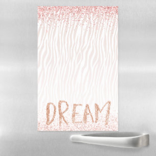 Pink Glitter White Zebra Print Dream Magnetic Dry Erase Sheet