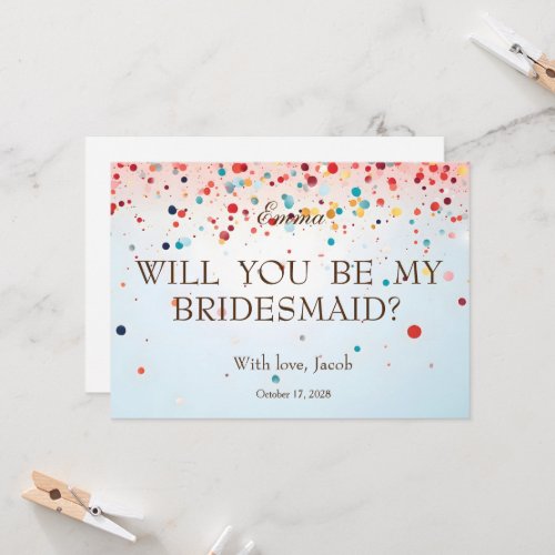 Pink Glitter Will You Be My Bridesmaid Invitation