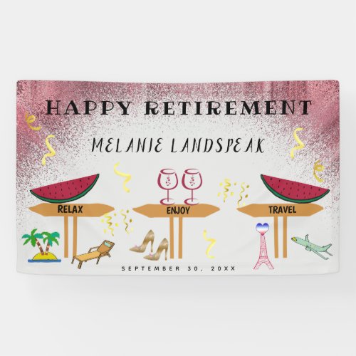 Pink Glitter Wine, Relax & Travel Happy Retirement