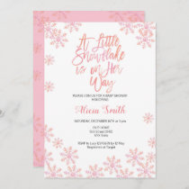 Pink Glitter Winter Wonderland Girl Baby Shower Invitation