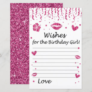Pink glitter Wishes for the birthday girl