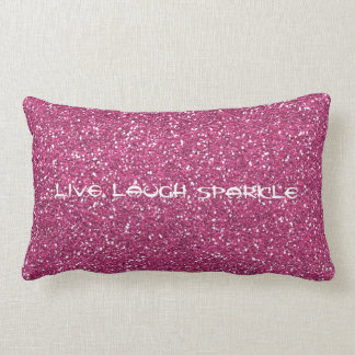 Pink Glitter with live laugh sparkle Lumbar Pillow