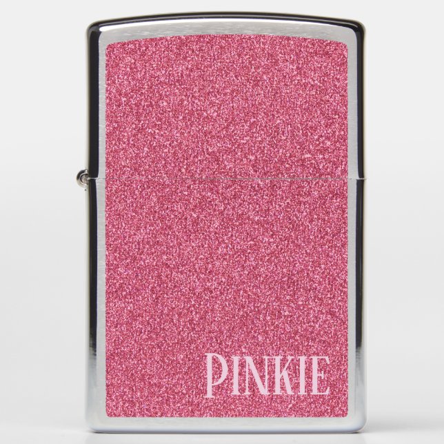 Pink Glitter with Monogram Zippo Lighter (Front)